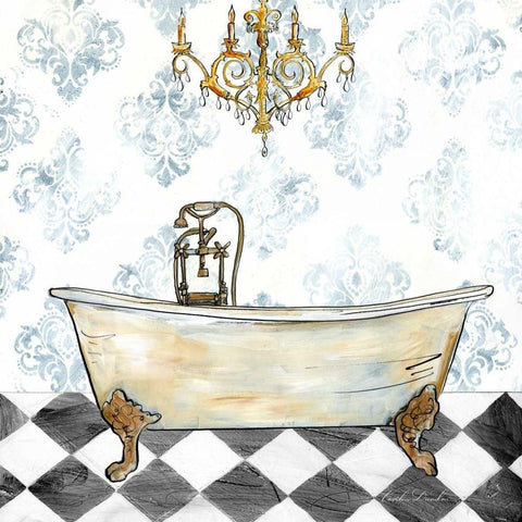 Checkerboard Bath I  White Modern Wood Framed Art Print with Double Matting by Dundon, Caitlin