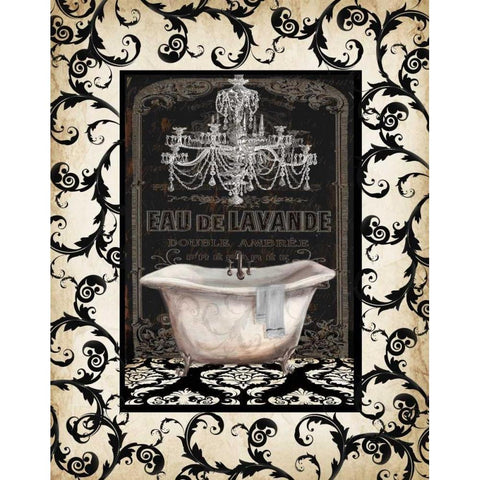 Midnight Bath with border I  Gold Ornate Wood Framed Art Print with Double Matting by Tre Sorelle Studios