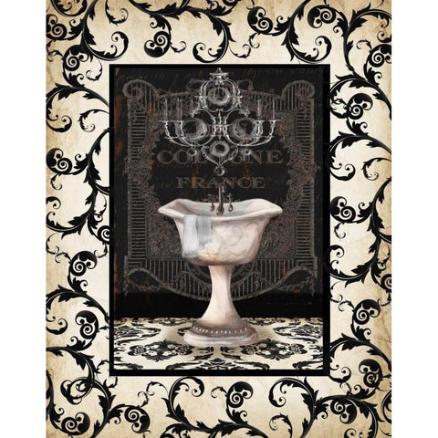 Midnight Bath with border II  Black Modern Wood Framed Art Print with Double Matting by Tre Sorelle Studios