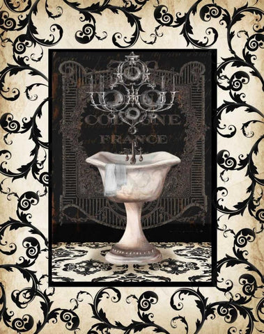 Midnight Bath with border II  Black Ornate Wood Framed Art Print with Double Matting by Tre Sorelle Studios