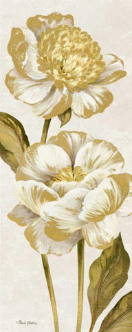 Touch of Gold Panel Cream I Black Ornate Wood Framed Art Print with Double Matting by Gladding, Pamela