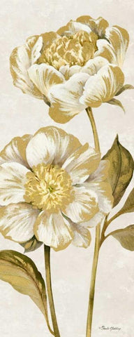 Touch of Gold Panel Cream II Black Ornate Wood Framed Art Print with Double Matting by Gladding, Pamela