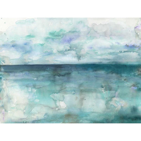 Ocean Blues Landscape White Modern Wood Framed Art Print by Tre Sorelle Studios