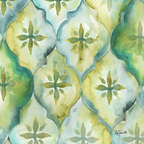 Watercolor Arabesque III  White Modern Wood Framed Art Print by Tre Sorelle Studios