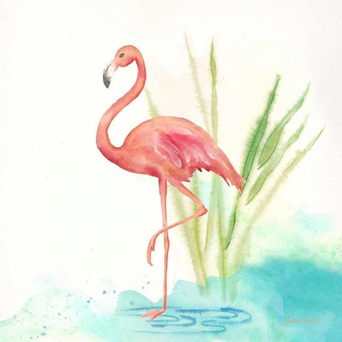 Pink Flamingos II   Black Modern Wood Framed Art Print by Coulter, Cynthia