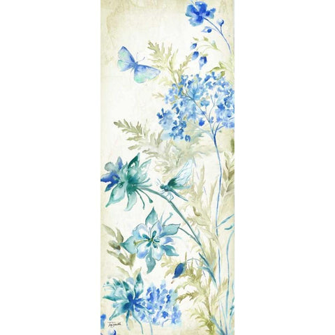 Wildflowers and Butterflies Panel II White Modern Wood Framed Art Print by Tre Sorelle Studios
