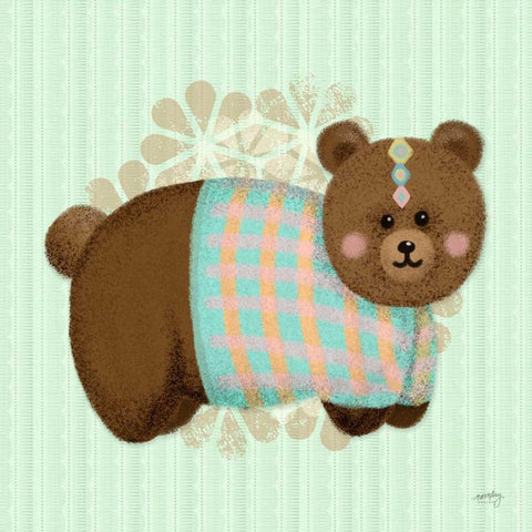 Woodland Babies I  Gold Ornate Wood Framed Art Print with Double Matting by Noonday Design