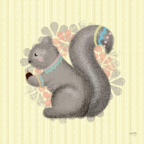 Woodland Babies IV White Modern Wood Framed Art Print by Noonday Design