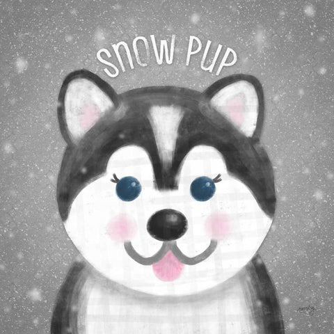 Snow Buddies III  Black Modern Wood Framed Art Print with Double Matting by Noonday Design