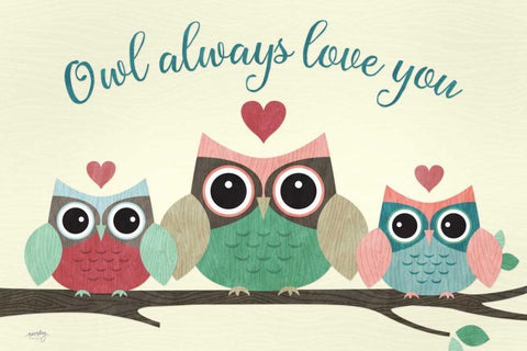 Owl Always Love You  White Modern Wood Framed Art Print with Double Matting by Noonday Design