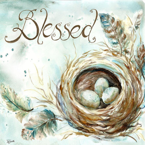 Nest Blessed Black Ornate Wood Framed Art Print with Double Matting by Tre Sorelle Studios