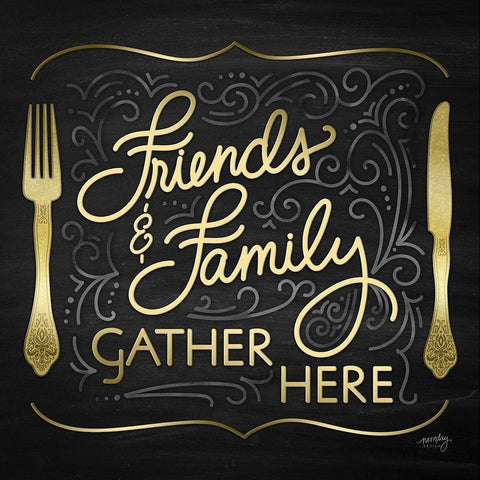 Gather Here I (Friends Family) Black Modern Wood Framed Art Print with Double Matting by Noonday Designs