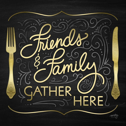 Gather Here I (Friends Family) Black Ornate Wood Framed Art Print with Double Matting by Noonday Designs