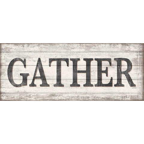 Gather Wood Sign  Black Modern Wood Framed Art Print with Double Matting by Killeen, Jen