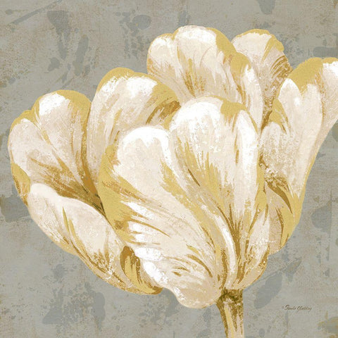 Floral Fresco Grey II    Gold Ornate Wood Framed Art Print with Double Matting by Gladding, Pamela