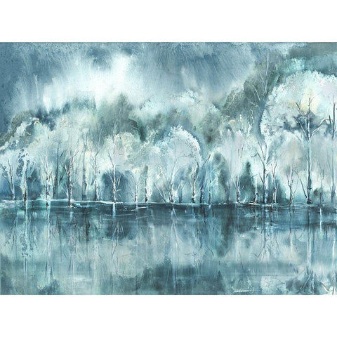 Watercolor Aspen Shore Black Modern Wood Framed Art Print by Tre Sorelle Studios