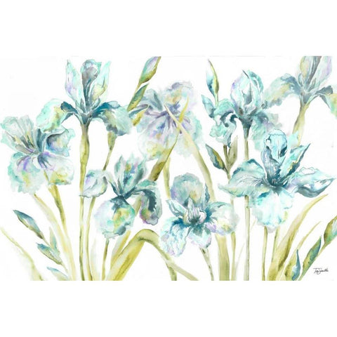 Watercolor Iris Landscape  Black Modern Wood Framed Art Print with Double Matting by Tre Sorelle Studios