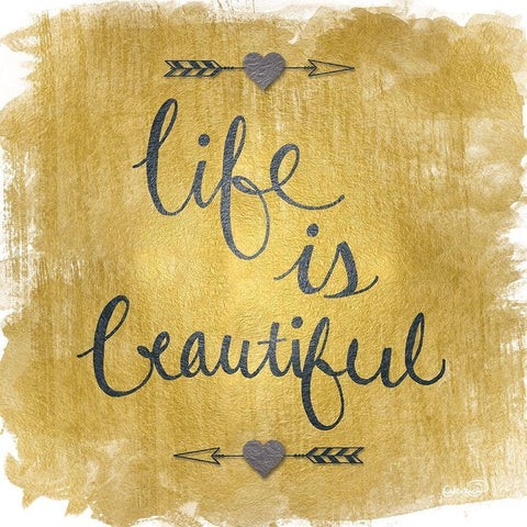 Beautiful Life Gold I  Black Modern Wood Framed Art Print with Double Matting by Harbick, Nicole