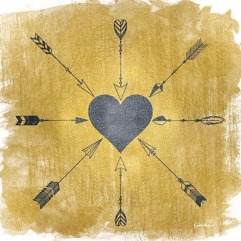 Straight to the Heart Gold  White Modern Wood Framed Art Print by Harbick, Nicole