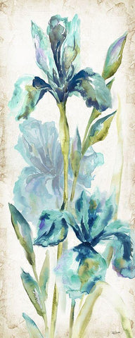 Watercolor Iris Panel REV I Black Ornate Wood Framed Art Print with Double Matting by Tre Sorelle Studios