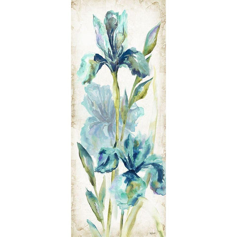 Watercolor Iris Panel REV I Gold Ornate Wood Framed Art Print with Double Matting by Tre Sorelle Studios