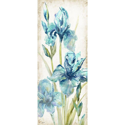 Watercolor Iris Panel REV II  Gold Ornate Wood Framed Art Print with Double Matting by Tre Sorelle Studios