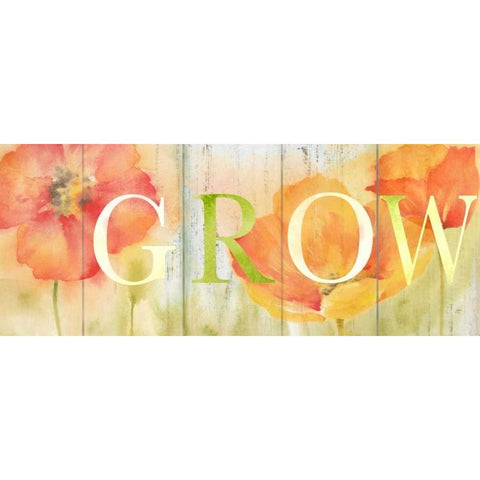 Watercolor Poppy Meadow Grow Sign Black Modern Wood Framed Art Print by Coulter, Cynthia
