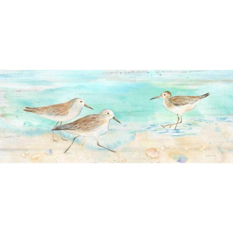 Sandpiper Beach Panel Gold Ornate Wood Framed Art Print with Double Matting by Coulter, Cynthia