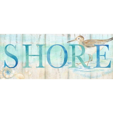 Shore Sandpiper Sign Black Modern Wood Framed Art Print with Double Matting by Coulter, Cynthia