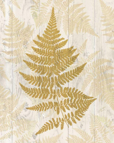 Golden Fern I White Modern Wood Framed Art Print with Double Matting by Cusson, Marie Elaine