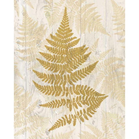 Golden Fern I Black Modern Wood Framed Art Print with Double Matting by Cusson, Marie Elaine