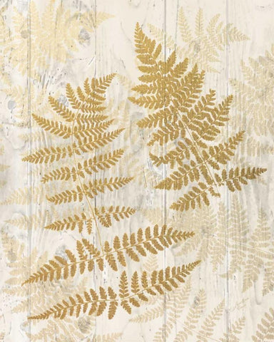 Golden Fern II White Modern Wood Framed Art Print with Double Matting by Cusson, Marie Elaine