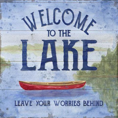 Lake Living III (welcome lake) White Modern Wood Framed Art Print with Double Matting by Reed, Tara