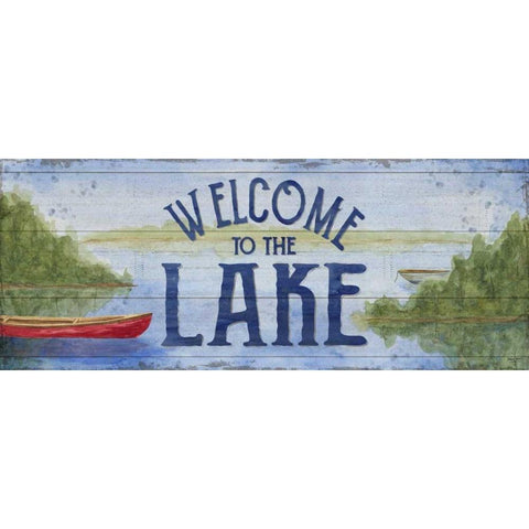 Lake Living Panel I (welcome lake) Black Modern Wood Framed Art Print with Double Matting by Reed, Tara