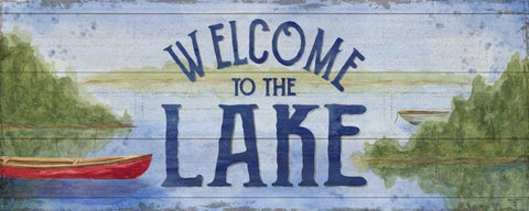 Lake Living Panel I (welcome lake) White Modern Wood Framed Art Print with Double Matting by Reed, Tara