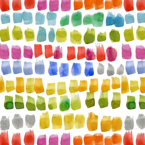 Painters Palette Multi II (brush stroke) White Modern Wood Framed Art Print with Double Matting by Nancy Green Design