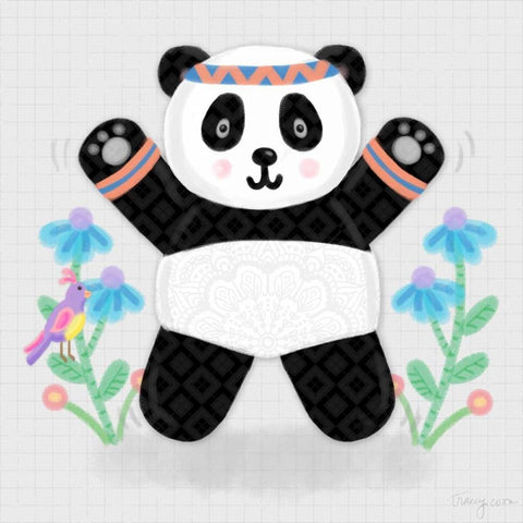 Tumbling Pandas III Black Ornate Wood Framed Art Print with Double Matting by Noonday Design