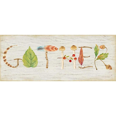 Gather Wood Sign White Modern Wood Framed Art Print by Coulter, Cynthia