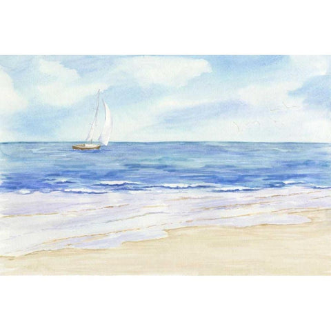 Sailboat and Seagulls I  White Modern Wood Framed Art Print by Reed, Tara