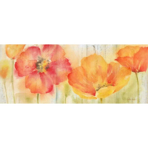 Poppy Meadow Spice Woodgrain Panel Gold Ornate Wood Framed Art Print with Double Matting by Coulter, Cynthia