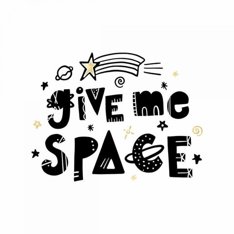 Give Me Space I Black Ornate Wood Framed Art Print with Double Matting by Noonday Design