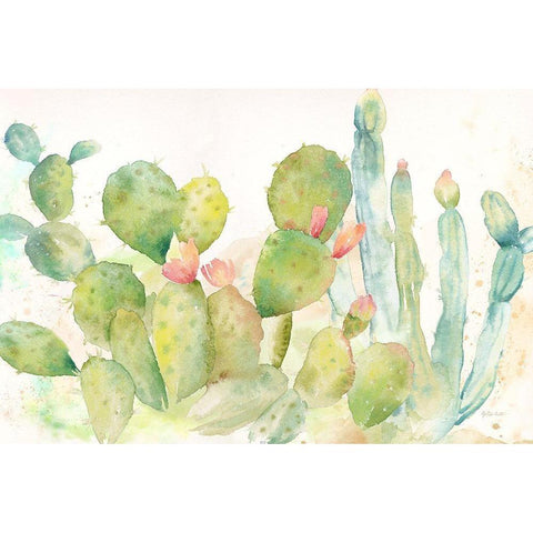 Cactus Garden Landscape White Modern Wood Framed Art Print by Coulter, Cynthia