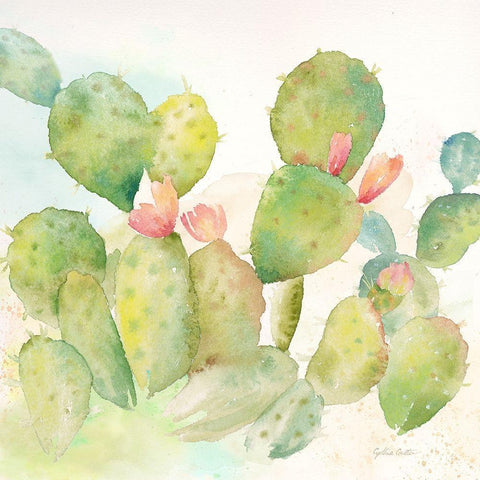 Cactus Garden I White Modern Wood Framed Art Print by Coulter, Cynthia