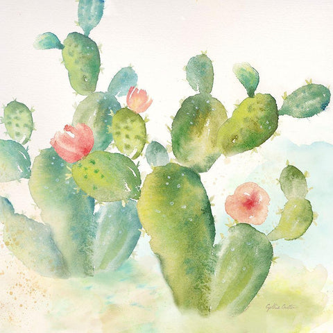 Cactus Garden III White Modern Wood Framed Art Print by Coulter, Cynthia