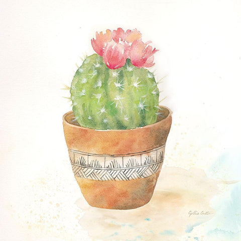 Cactus Pots IV White Modern Wood Framed Art Print by Coulter, Cynthia