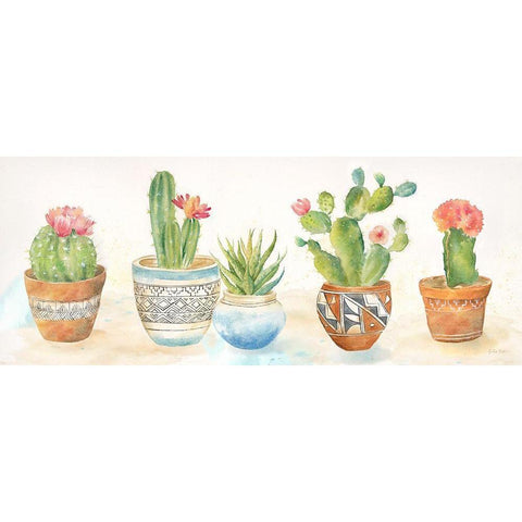 Cactus Pots  White Modern Wood Framed Art Print by Coulter, Cynthia