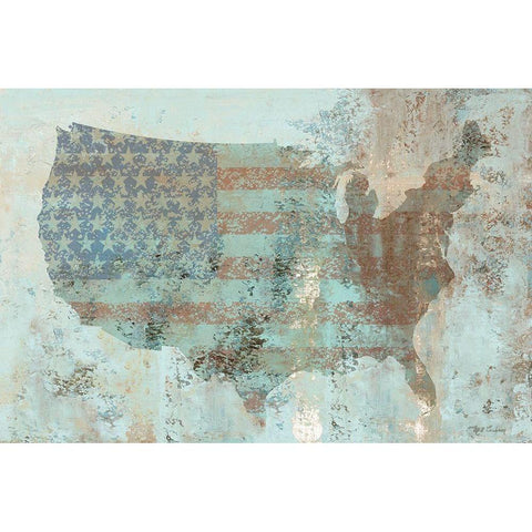 Vintage USA Map Black Modern Wood Framed Art Print with Double Matting by Cusson, Marie Elaine