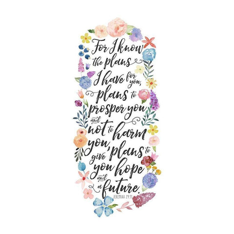 Floral Bible Verse Panel I Gold Ornate Wood Framed Art Print with Double Matting by Noonday Design