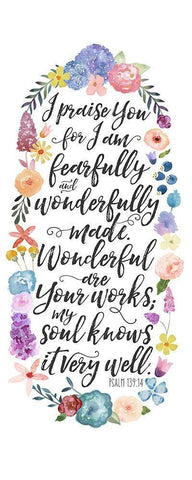 Floral Bible Verse Panel II White Modern Wood Framed Art Print with Double Matting by Noonday Design