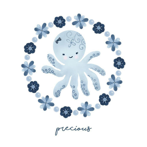 Ocean Friends I White Modern Wood Framed Art Print with Double Matting by Noonday Design